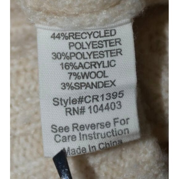 E&M Beige V-Neck Balloon Sleeve Button Up Crop Cardigan Sweater Size M Neutral - Picture 7 of 8